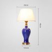 Blue Ceramic Oval Table Lamp with Gold Metal Base