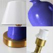 Blue Ceramic Oval Table Lamp with Gold Metal Base