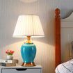 Ceramic Oval Table Lamp with Gold Metal Base Desk Lamp Blue