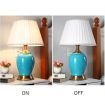 Ceramic Oval Table Lamp with Gold Metal Base Desk Lamp Blue