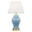 Oval Ceramic Table Lamp with Gold Metal Base Desk Lamp Blue