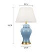 Oval Ceramic Table Lamp with Gold Metal Base Desk Lamp Blue