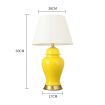 Oval Ceramic Table Lamp with Gold Metal Base Desk Lamp Yellow