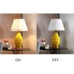 Textured Ceramic Oval Table Lamp with Gold Metal Base Yellow