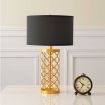 Golden Hollowed Out Base Table Lamp with Dark Shade