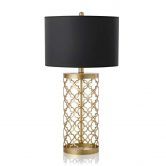 Golden Hollowed Out Base Table Lamp with Dark Shade