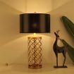 Golden Hollowed Out Base Table Lamp with Dark Shade