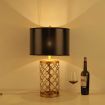 Golden Hollowed Out Base Table Lamp with Dark Shade