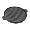 43cm Round Ribbed Cast Iron Frying Pan Skillet Steak Sizzle Platter with Handle