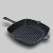 26cm Square Ribbed Cast Iron Frying Pan Skillet Steak Sizzle Platter with Handle