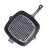 26cm Square Ribbed Cast Iron Frying Pan Skillet Steak Sizzle Platter with Handle