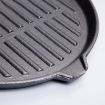 2X 24cm Round Ribbed Cast Iron Steak Frying Grill Skillet Pan with Folding Wooden Handle