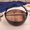 2X 29cm Cast Iron Japanese Style Sukiyaki Tetsu Nabe Shabu Hot Pot with Wooden Lid