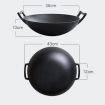 36CM Commercial Cast Iron Wok FryPan with Wooden Lid Fry Pan