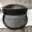 2X 2 in 1 Cast Iron Ribbed Fry Pan Skillet Griddle BBQ and Steamboat Hot Pot