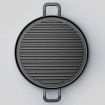 30cm Ribbed Cast Iron Frying Pan Skillet Coating Steak Sizzle Platter