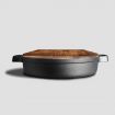 29cm Round Cast Iron Pre-seasoned Deep Baking Pizza Frying Pan Skillet with Wooden Lid