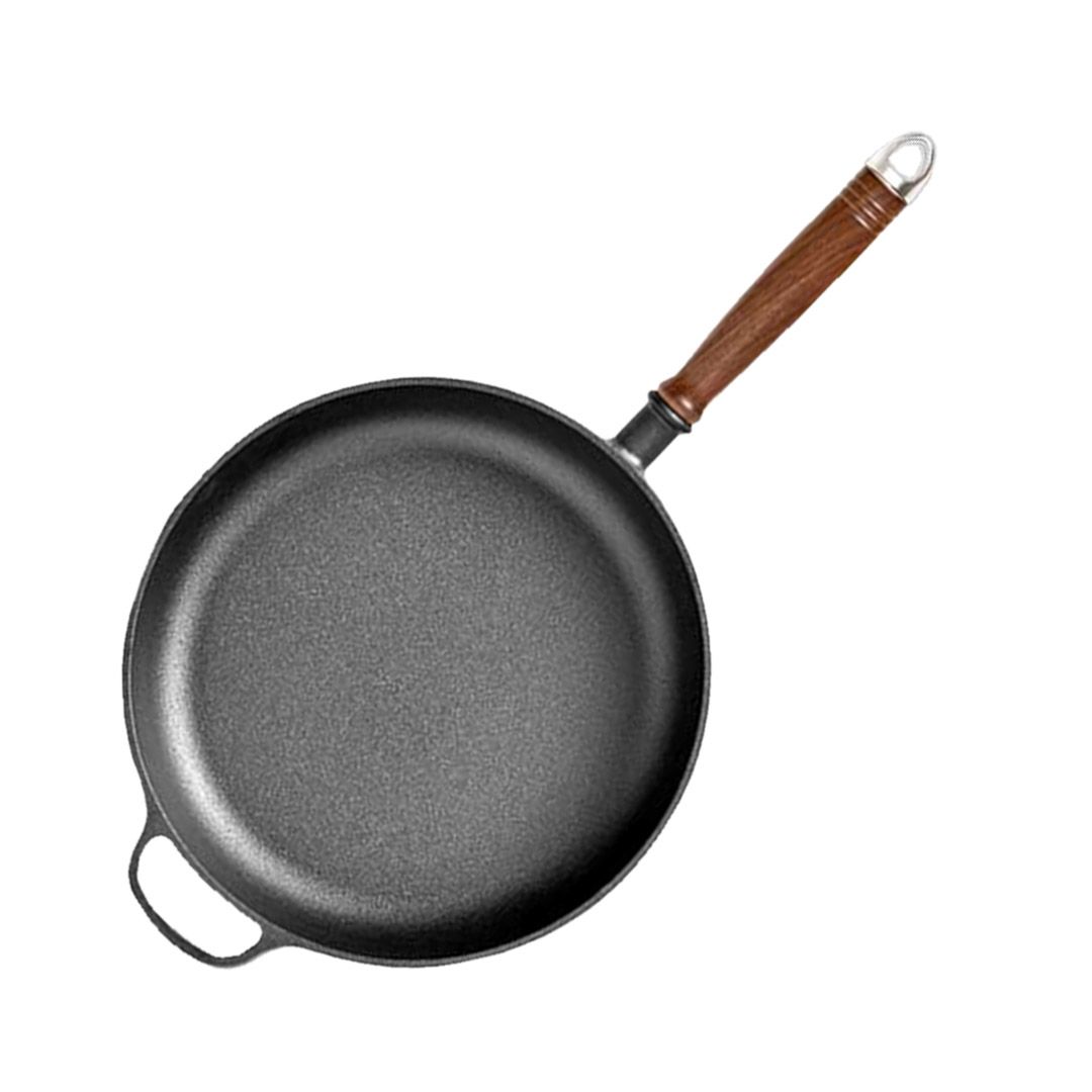 29cm Round Cast Iron Frying Pan Skillet Steak Sizzle Platter with Helper Handle