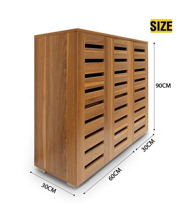 Wooden Shoe Storage Cabinet Shoe Rack Shelf Organiser for 30 Pairs Shoes Oak Colour