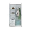 2 Door Mirrored Wardrobe Dresser with 3 Storage Shelves 2 Drawers Cabinet Closet White