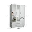 3 Door 2 Drawer Mirrored Wardrobe Cabinet 4 Storage Shelves Armoire White