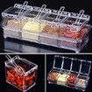 Clear Seasoning Rack Spice Pots by - 4 Piece Acrylic Seasoning Box - Storage Container Condiment Jars