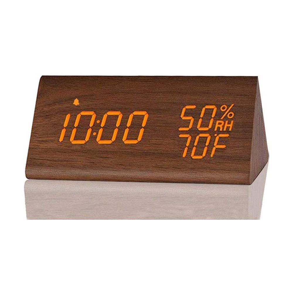 Digital Alarm Clock, with Wooden Electronic LED Time Display (Brown)