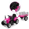 Kids Farm Tractor Electric Ride On Toys 2.4G R/C Remote Control Cars w/ Trailer Neon Pink