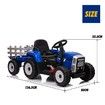 Kids Farm Tractor Electric Ride On Toys 2.4G R/C Remote Control Cars w/ Trailer Blue 