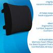 Comfort Lumbar Support Pillow for Office Chair - Pure Memory Foam Back Cushion for Car (Black)