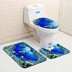 3Pcs 3D sea world Print Bathroom Rug Set  Funny Door Floor Mat 50x80