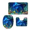 3Pcs 3D sea world Print Bathroom Rug Set  Funny Door Floor Mat 50x80