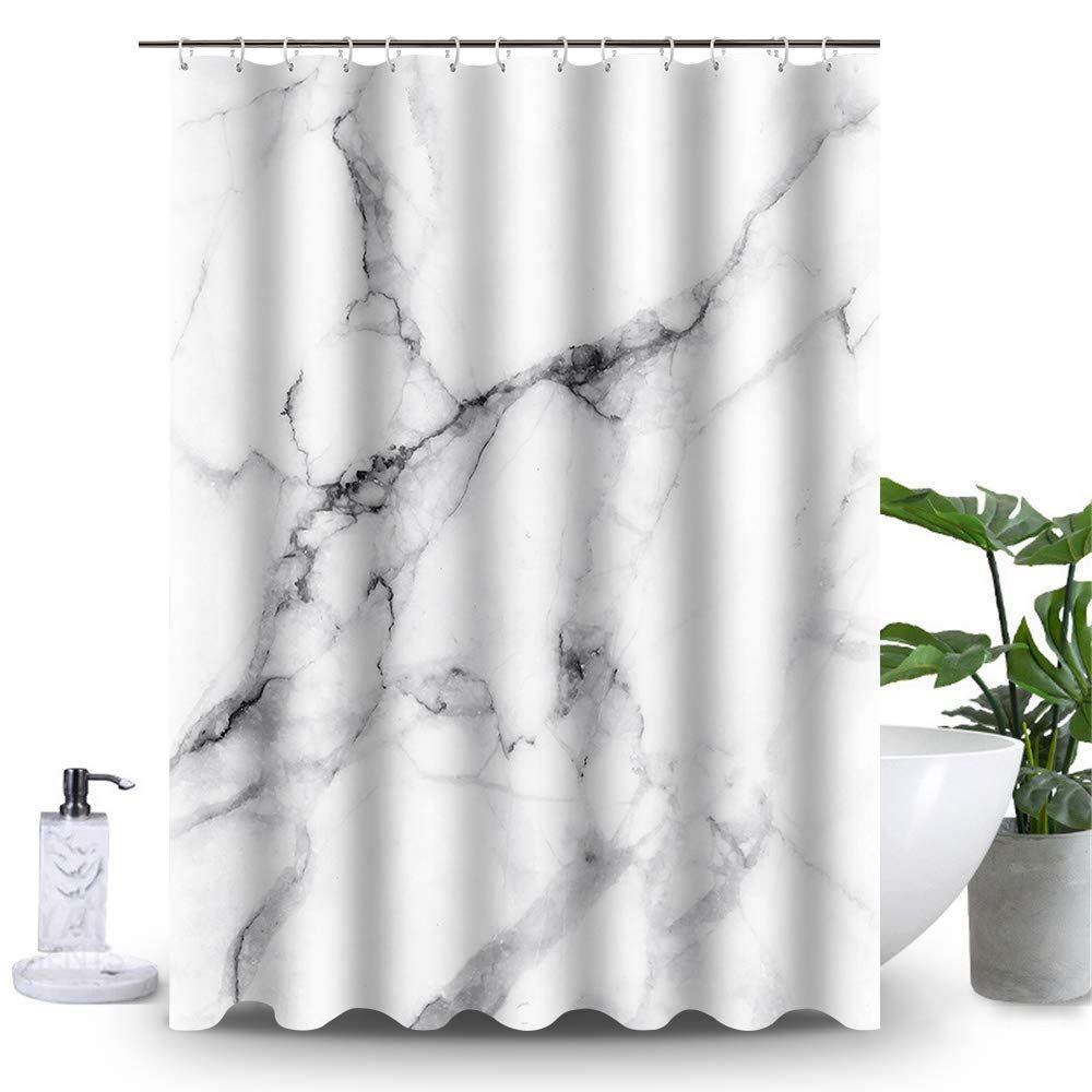 180x180cm Marble Bathroom Shower Curtain Water Proof,Reinforced Metal Grommets