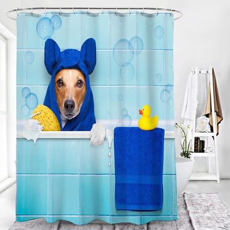 180x180cm Marble Bathroom Shower Curtain Water Proof, Reinforced Metal Grommets
