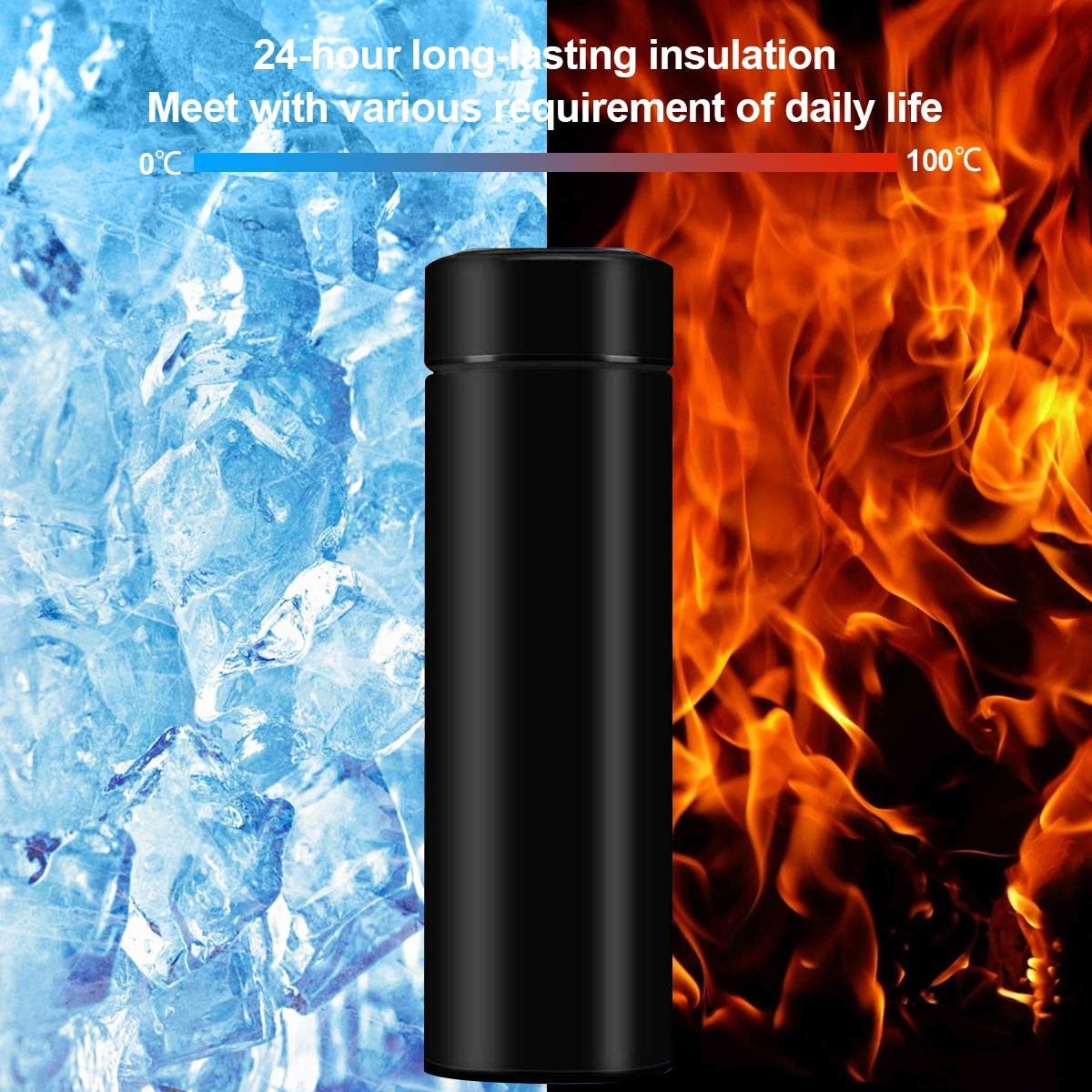 Water Bottle, Tea Infuser Bottle Thermoses Water Bottle, Travel Mug with Smart LCD Touch Screen, Keep Hot Or Cold, Car Portable Travel Tea Coffee Vacuum Thermoses Cup