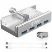 Powered USB Hub Type C to USB 3.0 Adapter with 4 USB 3.0 Ports, Compact Space-Saving Mountable Aluminum USB Hub