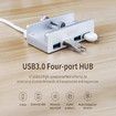 Powered USB Hub Type C to USB 3.0 Adapter with 4 USB 3.0 Ports, Compact Space-Saving Mountable Aluminum USB Hub