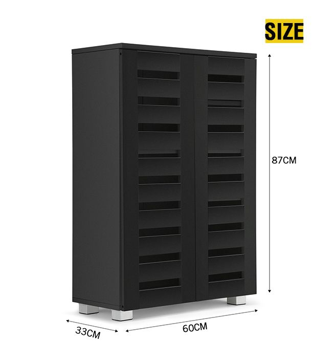 4 Tier Wooden Shoe Storage Cabinet Shoe Rack Shelf Organiser for 20 Pairs Shoes Black