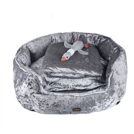 PaWz Pet Bed Set Dog Cat Quilted Blanket Squeaky Toy Calming Warm Soft Nest Grey XL