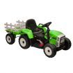 Kids Farm Tractor Electric Ride On Toys 2.4G R/C Remote Control Cars w/ Trailer Green 
