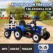 Kids Farm Tractor Electric Ride On Toys 2.4G R/C Remote Control Cars w/ Trailer Blue 