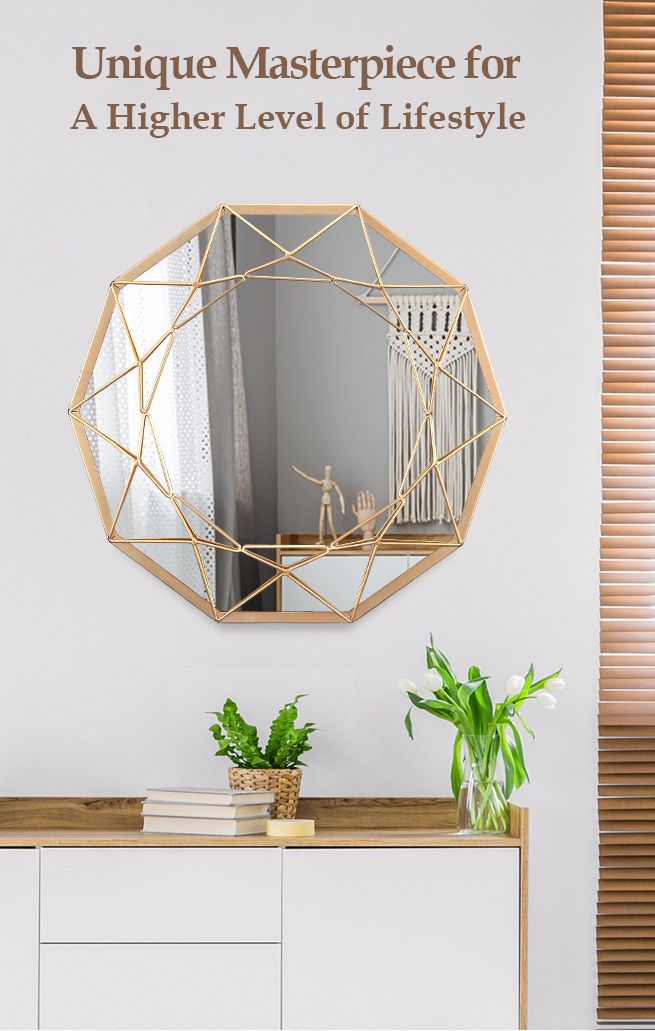 Geometric Shaped 10Sided Wall Mirror Decorative Vanity Mirror Gold