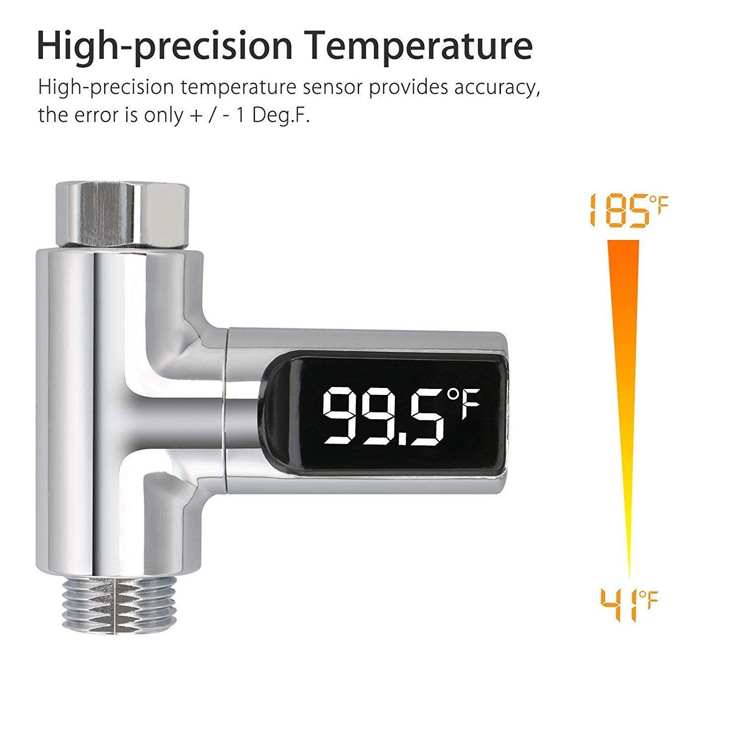 Monitor di temperatura dellacqua con display a LED a 360 gradi di rotazione termometro da doccia per la cucina e il bagno Water Shower Thermometer autogenerazione elettrica Celsius 