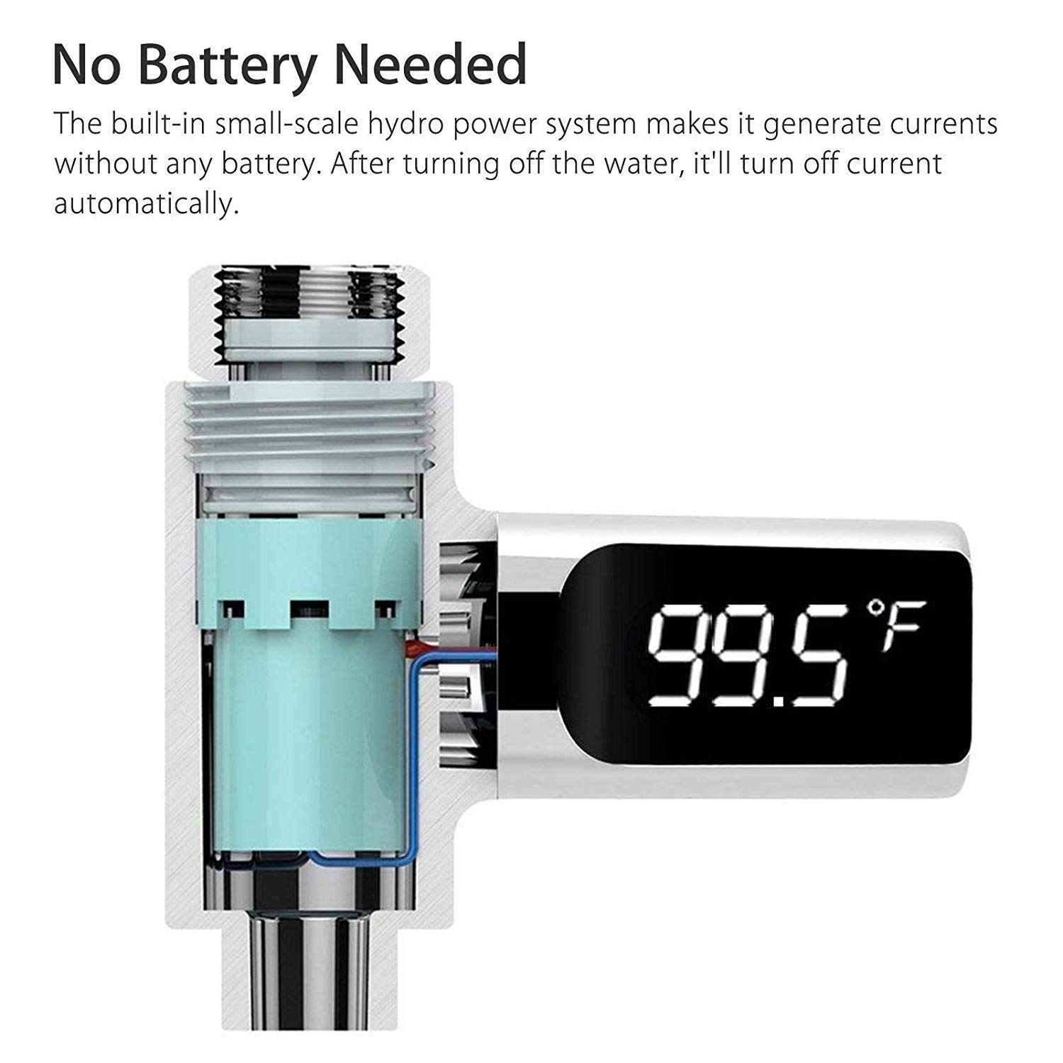 LED Digital Shower Celsius Temperature Display Water Thermometer Monitor HydroPower Real Time