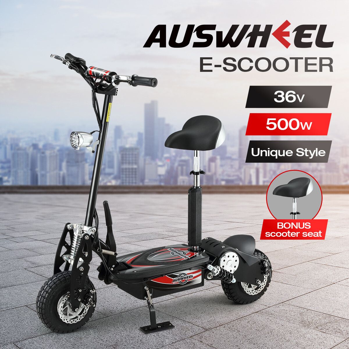 Auswheel 500W Electric Scooter Folding Deep Cycle Scooter 36V Off Road