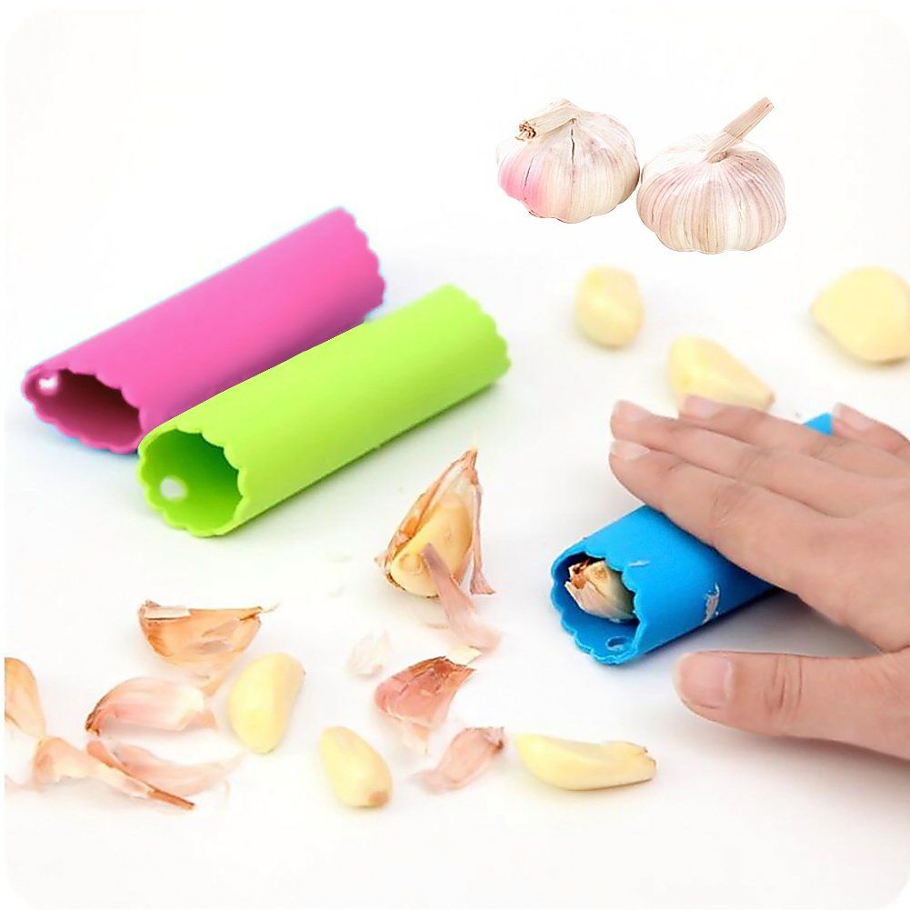 3PCS Garlic Peeler, Silicone Garlic Roller Peeling Tube Tool for Useful Kitchen Tools Random Color