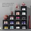 12PCS Shoe Storage Box Sneaker Display Cases ABS Plastic Boxes Stackable Organiser Transparent Black