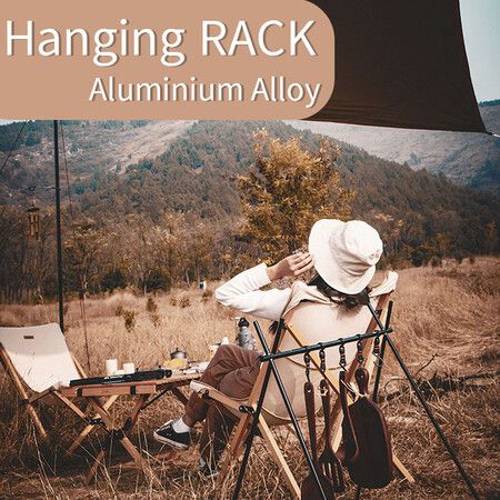 Outdoor Cookware Hanging Rack Triangular Pot Pan Camping Light Tools Hanging Campsite Storage Rack Hook Clothes Hanger