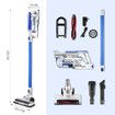 2-In-1 Cordless Vacuum Cleaner Stick Handheld Vac Rechargeable Led Lights 2 Speed-Blue