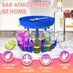 8 Shot Glass Dispenser and Holder Drink Dispenser Cocktail Dispenser Shot Glass Holder for Parties and Bars Shot Dispenser with 8 Colorful Glasses (Blue)